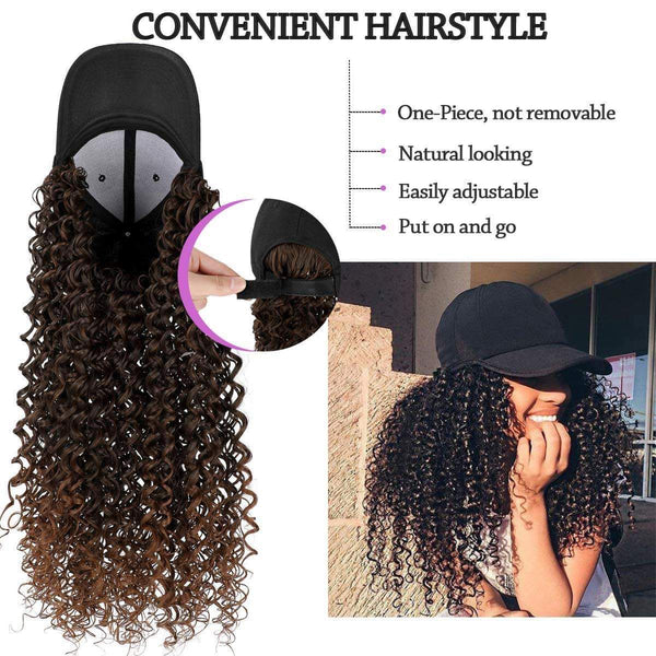 Baseball cap with hair attached | Baseball cap with hair extensions