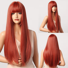 Long red wigs.