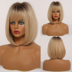 Brown blonde short wigs | Short wigs on sale.