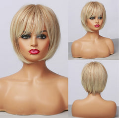 Brown blonde short wigs | Short wigs on sale.